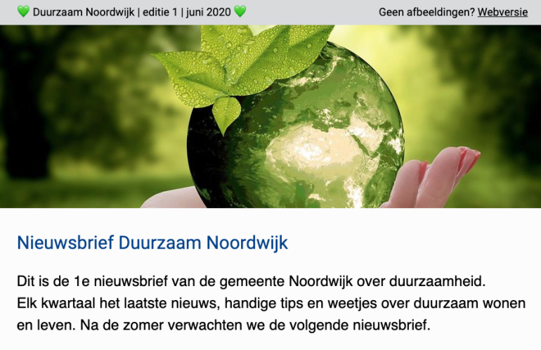 Gemeente Noordwijk start met de Nieuwsbrief Duurzaam Noordwijk